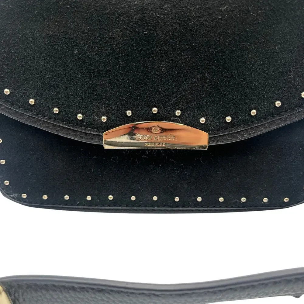Kate Spade Crossbody Bag West Street Kenway Suede Tassel Charm Black